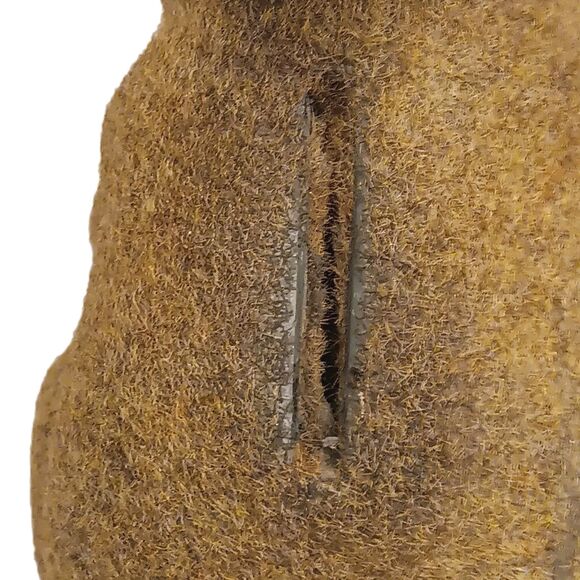 Vintage Flocked Brown Bunny Rabbit Coin Piggy Bank W/ Stopper Fuzzy Easter 6.5" - Picture 6 of 13